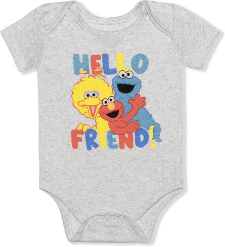 Sesame Street Boys 3-Pack Short Sleeve Bodysuit Creepers, Coral in Saudi Arabia