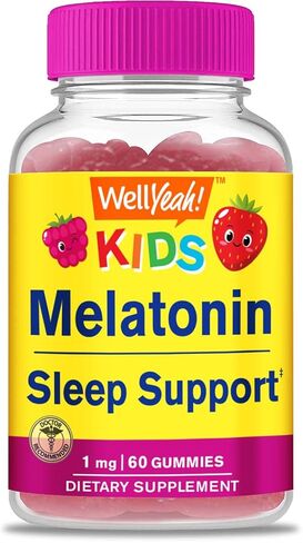 Kids Melatonin Gummies 1 mg - Drug-Free Sleep Aid Gummy Supplement, Sleep Support for Kids - Gluten Free, Gelatin Free, Non GMO, Vegetarian - Natural Sourced Flavor - 60 Gummies in Kuwait