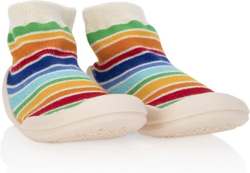Nuby Snekz Comfortable Rubber Sole Sock Shoes for First Steps- Multi Color Stripes/Medium 14-22 Months in Saudi Arabia