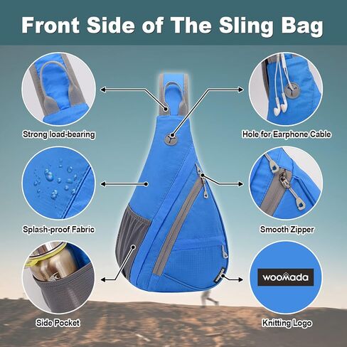 حقيبة كتف صغيرة من WOOMADA للرجال والنساء على شكل كتف للسفر وحقيبة صدر مع فتحة مخفية لسماعات الأذن in Kuwait
