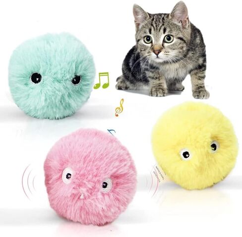 Cat Plush Ball Toys, Lifelike Animal Chirping Sounds, Interactive Balls Cat Kicker Toys, Fun Kitty Kitten Catnip Toys for Cat Exercise - 3 Pack in Kuwait