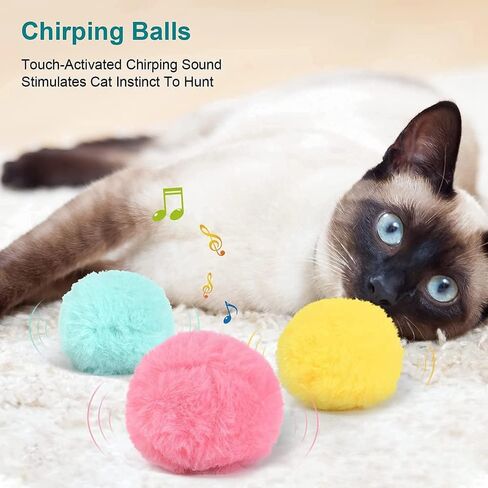 Cat Plush Ball Toys, Lifelike Animal Chirping Sounds, Interactive Balls Cat Kicker Toys, Fun Kitty Kitten Catnip Toys for Cat Exercise - 3 Pack in Kuwait