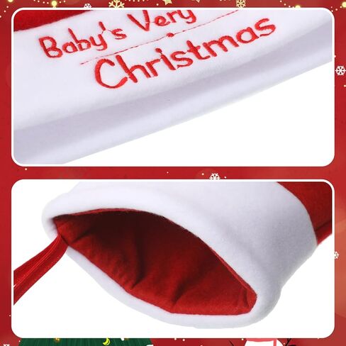 Baby Christmas Stocking and Hat Set, Infant Santa Hats Baby Christmas Stocking Infant Christmas Hat Xmas Classic Stocking Holiday Home Decor Accessory for Baby Christmas Supplies in Saudi Arabia
