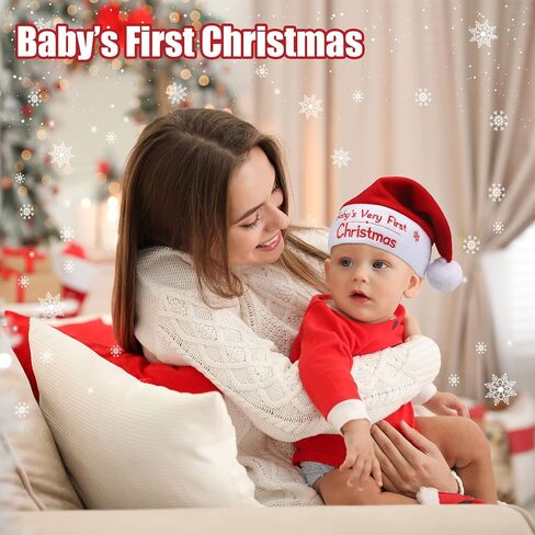 Baby Christmas Stocking and Hat Set, Infant Santa Hats Baby Christmas Stocking Infant Christmas Hat Xmas Classic Stocking Holiday Home Decor Accessory for Baby Christmas Supplies in Saudi Arabia