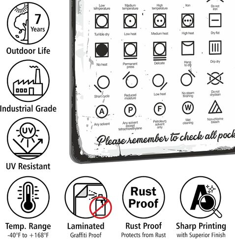 SmartSign Vintage 'Laundry Room Rules - Remove Clothes, Be Clean' Metal Laundry Sign, 14" x 10", 40 mil Laminated Aluminum, Home/Farmhouse/Laundromat Wall Décor, White/Rustic Green, USA-Made in Saudi Arabia