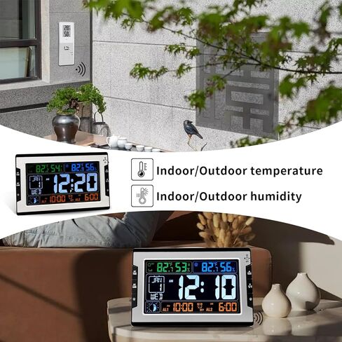 ساعة لوماندا الذرية، ساعة حائط رقمية بإضاءة خلفية قابلة للتعديل 8.5 بوصة مع رطوبة درجة حرارة داخلية وخارجية، شاشة كبيرة تعمل بالبطارية والتيار المستمر مع ساعة منبه غفوة مرحلة القمر التقويمية in Kuwait