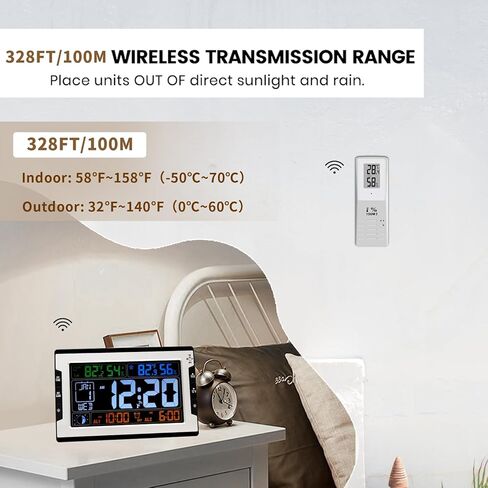 ساعة لوماندا الذرية، ساعة حائط رقمية بإضاءة خلفية قابلة للتعديل 8.5 بوصة مع رطوبة درجة حرارة داخلية وخارجية، شاشة كبيرة تعمل بالبطارية والتيار المستمر مع ساعة منبه غفوة مرحلة القمر التقويمية in Kuwait