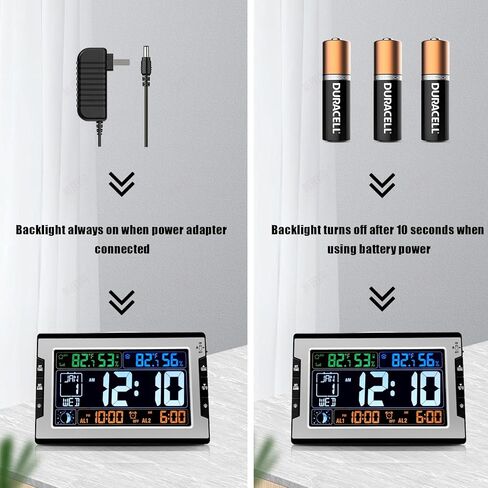 ساعة لوماندا الذرية، ساعة حائط رقمية بإضاءة خلفية قابلة للتعديل 8.5 بوصة مع رطوبة درجة حرارة داخلية وخارجية، شاشة كبيرة تعمل بالبطارية والتيار المستمر مع ساعة منبه غفوة مرحلة القمر التقويمية in Kuwait