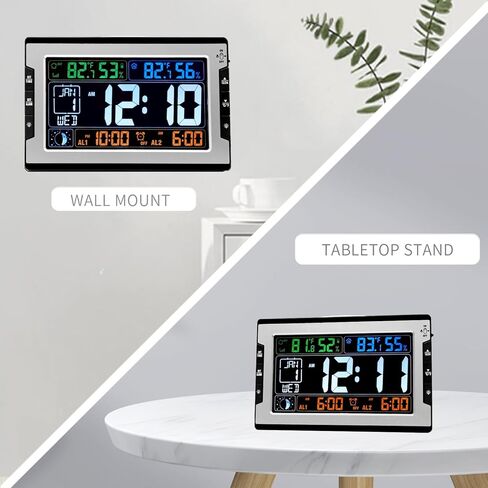 ساعة لوماندا الذرية، ساعة حائط رقمية بإضاءة خلفية قابلة للتعديل 8.5 بوصة مع رطوبة درجة حرارة داخلية وخارجية، شاشة كبيرة تعمل بالبطارية والتيار المستمر مع ساعة منبه غفوة مرحلة القمر التقويمية in Kuwait