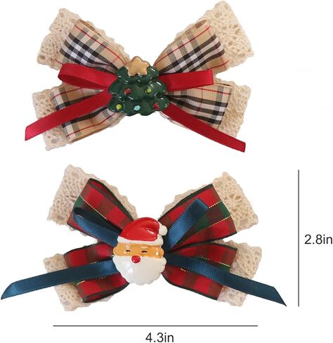 4 قطع من مشابك شعر أقواس عيد الميلاد من مشابك التمساح المنقوشة الجاموس ومشابك شجرة عيد الميلاد سانتا كلوز وشريط مربعات وإكسسوارات الشعر للفتيات والنساء هدايا الحفلات in Kuwait