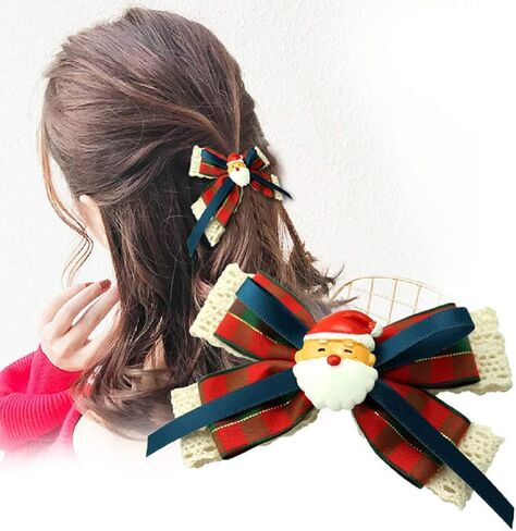 4 قطع من مشابك شعر أقواس عيد الميلاد من مشابك التمساح المنقوشة الجاموس ومشابك شجرة عيد الميلاد سانتا كلوز وشريط مربعات وإكسسوارات الشعر للفتيات والنساء هدايا الحفلات in Kuwait