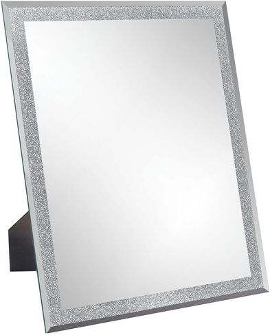 ZBEIVAN Vanity Mirror with Silver Powder, 13"x10.6" Makeup Mirror for Wall Hanging or Desk Standing, Glass Rectangle Frameless Mirror for Bedroom, Living Room in Kuwait