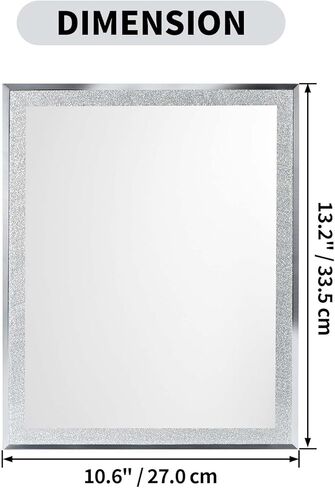 ZBEIVAN Vanity Mirror with Silver Powder, 13"x10.6" Makeup Mirror for Wall Hanging or Desk Standing, Glass Rectangle Frameless Mirror for Bedroom, Living Room in Kuwait