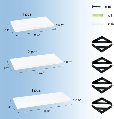 Floating Shelves for Wall Decor, 4 Sets of Wall Mounted Wood Shelves for Bathroom/Living Room/Bedroom/Kitchen/Plants/Book - Black in Saudi Arabia