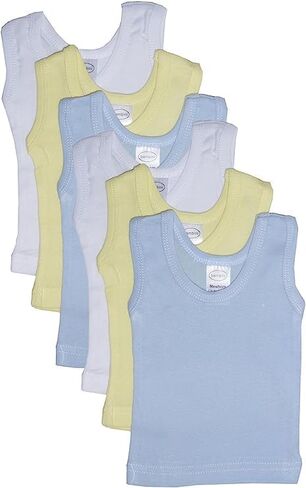 bambini Girl's Rib Knit Pastel Sleeveless Tank Top Shirt 6-Pack - M in Kuwait