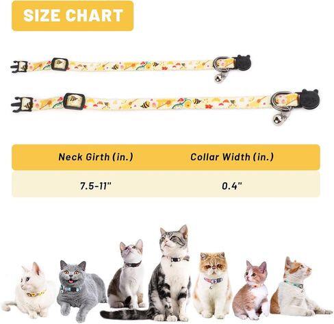 Cat Collar Breakaway with Bell: Cute Floral Adjustable Nylon Safety Kitten Collar for Girl Boy Pet Gifts(Ocean) in Kuwait
