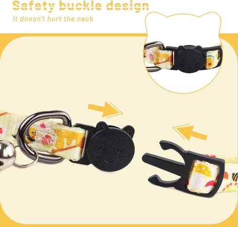 Cat Collar Breakaway with Bell: Cute Floral Adjustable Nylon Safety Kitten Collar for Girl Boy Pet Gifts(Ocean) in Kuwait