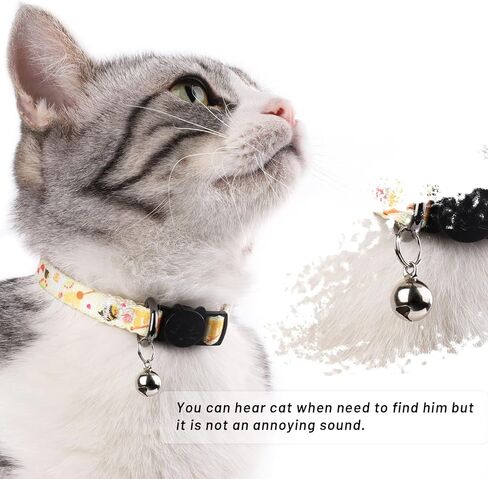 Cat Collar Breakaway with Bell: Cute Floral Adjustable Nylon Safety Kitten Collar for Girl Boy Pet Gifts(Ocean) in Kuwait