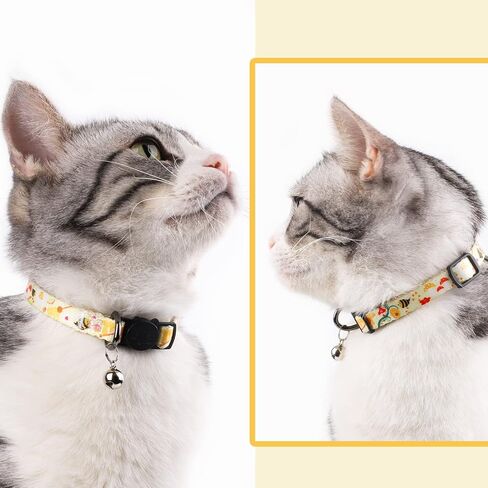 Cat Collar Breakaway with Bell: Cute Floral Adjustable Nylon Safety Kitten Collar for Girl Boy Pet Gifts(Ocean) in Kuwait