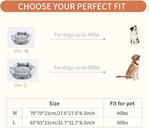 سرير كلب سداسي سميك ومملوء، بيت حيوانات أليفة قابل للغسل، سرير قطط مخملي وردي، أريكة متينة مهدئة للكلاب، نوم ناعم مع قاعدة مضادة للانزلاق للسفر الداخلي (رمادي فاتح، متوسط) in Kuwait
