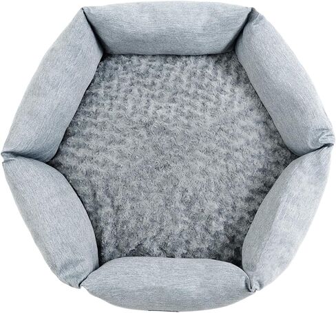 سرير كلب سداسي سميك ومملوء، بيت حيوانات أليفة قابل للغسل، سرير قطط مخملي وردي، أريكة متينة مهدئة للكلاب، نوم ناعم مع قاعدة مضادة للانزلاق للسفر الداخلي (رمادي فاتح، متوسط) in Kuwait