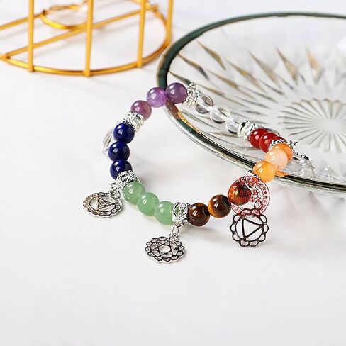 Candle Sets for Women Gift (Set of 7) with Healing Crystals and Bracelet, Chakra Candles, Yoga, Relaxation, Manifesting, Aromatherapy, 140 Hours Total Burn time, 100% Soy Wax + Essential Oil in Saudi Arabia