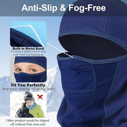 قناع تزلج بالاكلافا للأطفال قابل للتنفس من Vorshape، قناع وجه مقاوم للرياح للطقس البارد، جهاز تدفئة الوجه في الشتاء للأولاد والشباب in Kuwait