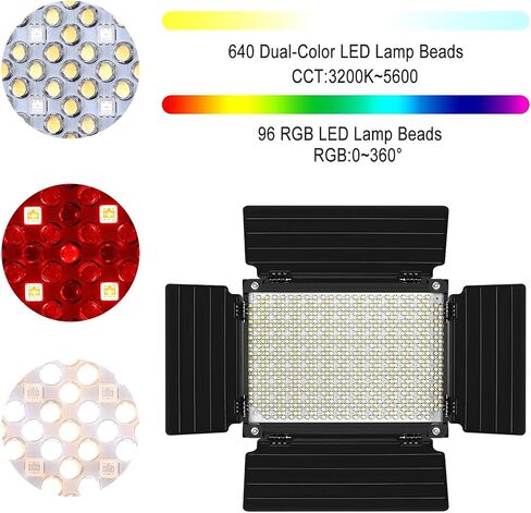 GVM RGB LED ضوء فيديو، مجموعة إضاءة تصوير فوتوغرافي 1000D مع تحكم بلوتوث، إضاءة فيديو 1000D لاستوديو YouTube، حزمة واحدة من مصابيح لوحة LED، 3200K-5600K، 8 أنواع من أضواء المشهد، CRI 97 in Kuwait