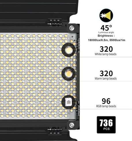 GVM RGB LED ضوء فيديو، مجموعة إضاءة تصوير فوتوغرافي 1000D مع تحكم بلوتوث، إضاءة فيديو 1000D لاستوديو YouTube، حزمة واحدة من مصابيح لوحة LED، 3200K-5600K، 8 أنواع من أضواء المشهد، CRI 97 in Kuwait