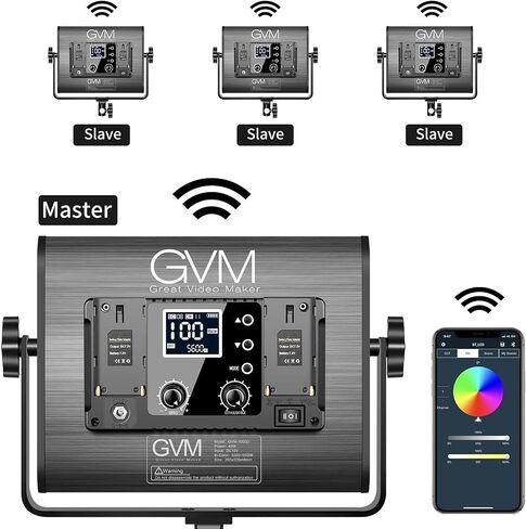 GVM RGB LED ضوء فيديو، مجموعة إضاءة تصوير فوتوغرافي 1000D مع تحكم بلوتوث، إضاءة فيديو 1000D لاستوديو YouTube، حزمة واحدة من مصابيح لوحة LED، 3200K-5600K، 8 أنواع من أضواء المشهد، CRI 97 in Kuwait