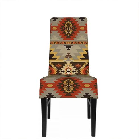 أغطية كراسي غرفة الطعام ذات النمط العرقي من EKOBLA، أغطية كرسي الطعام هندسية من جنوب غرب المكسيك المكسيكية، قابلة للتمدد وقابلة للغسل، أغطية حماية لكراسي الطعام للمطبخ والفنادق والمطعم in Kuwait