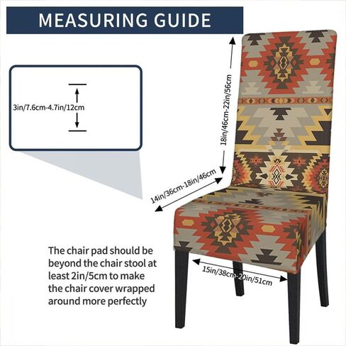 أغطية كراسي غرفة الطعام ذات النمط العرقي من EKOBLA، أغطية كرسي الطعام هندسية من جنوب غرب المكسيك المكسيكية، قابلة للتمدد وقابلة للغسل، أغطية حماية لكراسي الطعام للمطبخ والفنادق والمطعم in Kuwait