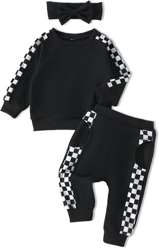 AMAWMW Infant Baby Girl Clothes Long Sleeve Loose Sweatshirts Pockets Pants Headband Outfits Fall Winter Spring Gift in Saudi Arabia