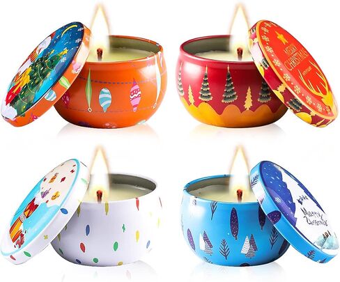 CBHTR Christmas Scented Candles Gifts for Women, Aromatherapy Home Scented, 2.5 oz Set of 4 Pack Portable Travel Tin Jar Candle Birthday Valentines Mother's Day Gift in Saudi Arabia