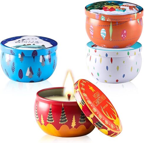 CBHTR Christmas Scented Candles Gifts for Women, Aromatherapy Home Scented, 2.5 oz Set of 4 Pack Portable Travel Tin Jar Candle Birthday Valentines Mother's Day Gift in Saudi Arabia