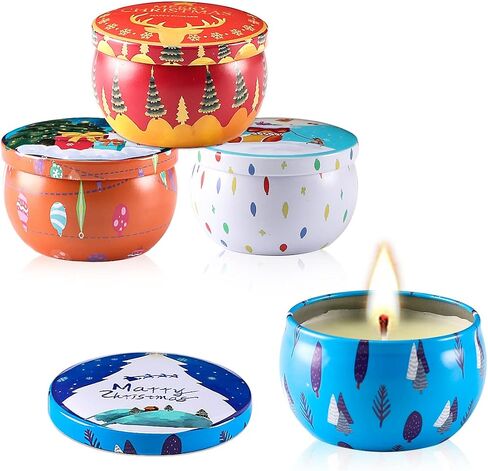 CBHTR Christmas Scented Candles Gifts for Women, Aromatherapy Home Scented, 2.5 oz Set of 4 Pack Portable Travel Tin Jar Candle Birthday Valentines Mother's Day Gift in Saudi Arabia