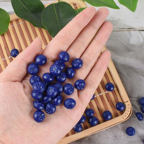 Luckforest توت اصطناعي صغير، 100 قطعة من التوت الأزرق المزيف النابض بالحياة محاكاة التوت الأزرق فاكهة وهمية DIY Craft Home Kitchen Cabinet Food Photography Props، أزرق in Saudi Arabia