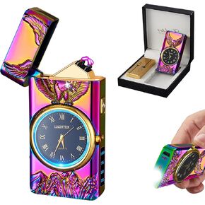 Electric Lighter USB Rechargeable Lighter, Windproof Plasma Dual Arc Lighters, Personalized Lighters, Flameless Cool Lighteres with LED Battery Indication for Candles, Outdoor Camping (Golden) in Kuwait
