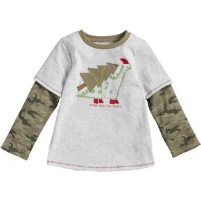 تي شيرت Mud Pie للأطفال الصغار بتصميم Dino Camo لعيد الميلاد