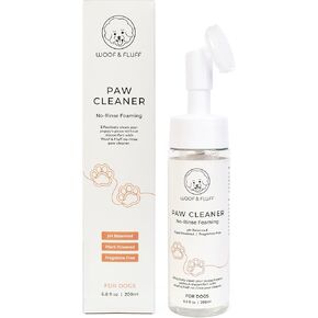 Woof & Fluff Dog Paw Cleaner - No-Rinse Foaming Formula, pH Balanced, Plant Powered, and Fragrance-Free - 6.8 fl oz (200ml) Bottle with Integrated Brush in Saudi Arabia
