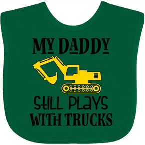 Construction Daddy Still Plays with Trucks Baby Bib in Saudi Arabia