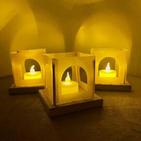 12Pack Farmhouse Lantern Decor,Rectangular Mini Lantern Decorative with LED Flameless Candles for Table Centerpiece, Halloween,Christmas,Wedding Party Decorations (Square Gold)