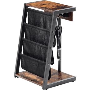 JOIN IRON Storage Bookshelf Detachable Brochure Display Stand Newspaper Stand with USB Ports and Outlet Floor-Standing Magazine Rack with 4 Pockets Easy to Move Easy to Assemble for Living Room in Kuwait