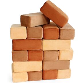 Set of 24 Soft Building Blocks for Kids - Fabric Covered Toy Foam Blocks for Stacking, Play Time, Making Structures - Promotes Gross Motor Skills - 8.25x4.25x3 (Rose Pack)