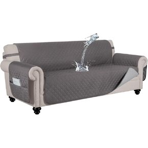 HOMERILLA 100% Waterproof Couch Covers for Pets and Washable Anti Slip Sofa Covers for 3 Cushion Couch with Pockets Couch Cover for Dogs Kids Protector Sofa(68" Sofa, Chocolate/Beige) in Kuwait