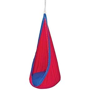 HearthSong HugglePod Original Indoor or Outdoor Kids' Canvas Hanging Chair with Cushion, 55"L x 28" Diam., Holds 175 lbs. Blue in Kuwait