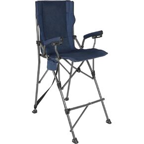 Extra Tall Folding Chairs for Adults 330lbs, Portable Bar Height Foldable Director Chairs for Camping Outside, Comfortable with Makeup Pocket, High Back and Footrest, Black
