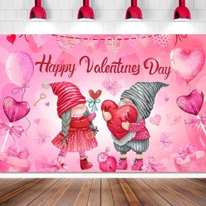 Valentines Decorations Happy Valentines Day Backdrop 5×3Ft Romantic Valentine's Day Banner Valentines Day Party Supplies Pink Love Heart Balloon Valentine's Day Decor in Kuwait