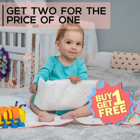 Portable Changing Pad - Waterproof Reusable Baby Changing Mats for Girls Boys - Large Size 25.5"x31.5" Pack of 2 - Reinforced Seams & Free Storage Bag - Change Diaper Mat On the Go - Warranty 2 y in Saudi Arabia