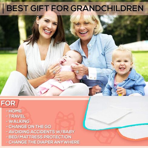 Portable Changing Pad - Waterproof Reusable Baby Changing Mats for Girls Boys - Large Size 25.5"x31.5" Pack of 2 - Reinforced Seams & Free Storage Bag - Change Diaper Mat On the Go - Warranty 2 y in Saudi Arabia